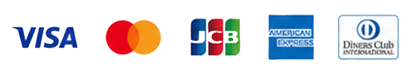 VISA Mastercard JCB American Express Diners Club